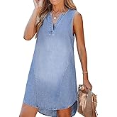CUPSHE Women's Denim Mini Dress Jean Dresses V Neck Sleeveless Casual Summer Outfits 2025 Trendy