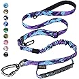 Hotsky Tactical Dog Leash Heavy Duty for Medium Large Dogs That Pull,4-6Ft Strong Bungee Shock Absorbing No Pull Dog Leash with Padded Double Handle and Car Seatbelt,Purple Camo