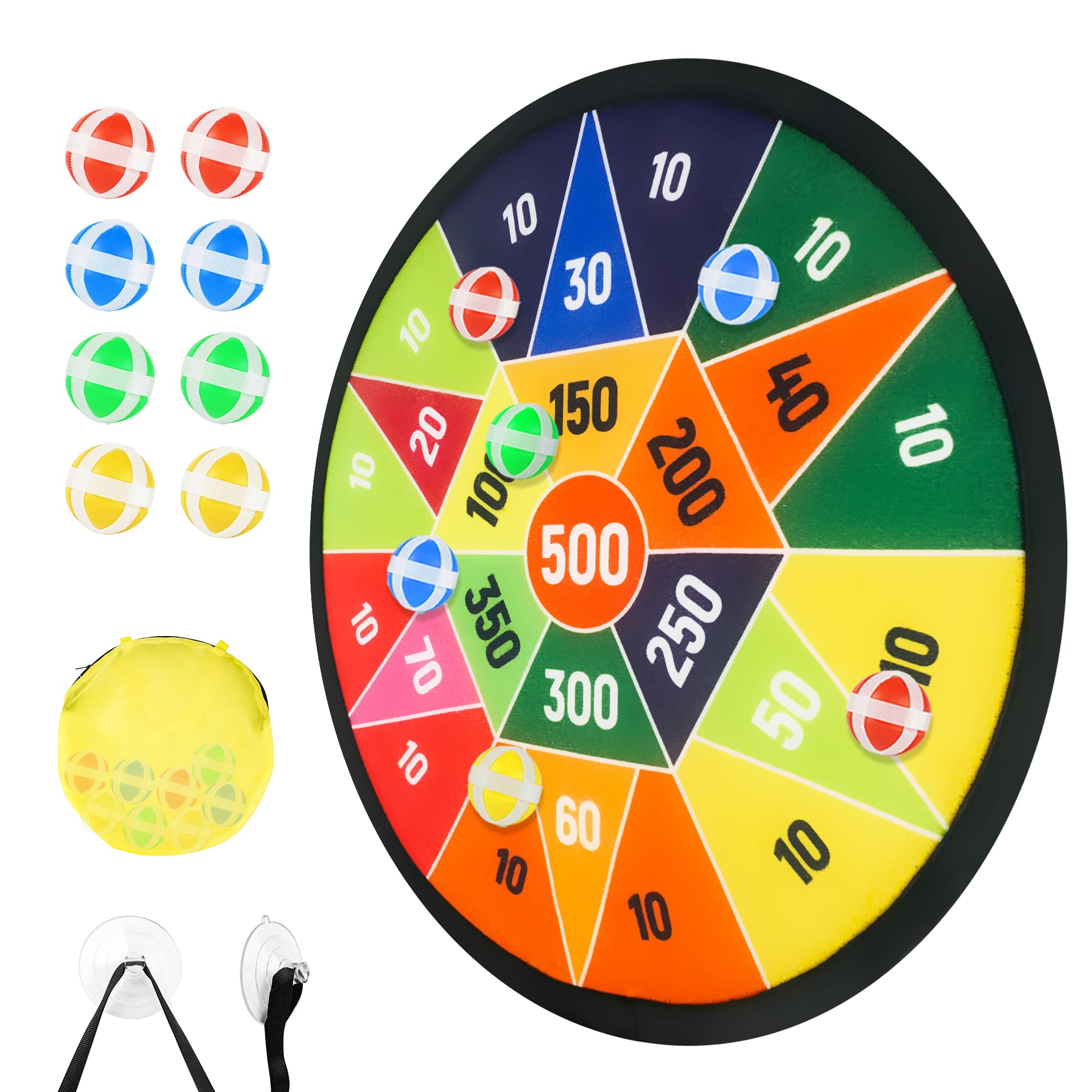 Photo 1 of BELLOCHIDDO 14" Dart Board for Kids, Dart Game for 3 4 5 6 7 8 9 10 Years Old Boys & Girls with 8 Sticky Balls, Kids Toys, Indoor Outdoor Party Games Toys, Birthday for Toddlers