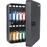 Uniclife 28-Key Steel Key Cabinet, Black Key Box with Combination Lock | Resettable Digital Security Storage Box, Wall-Mounted Key Organizer with Colorful Key Tag Labels for Schools and Companies