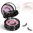 Buqikma Eyelash Storage Box - 3 Layers Circle Eyelash Box with Mirror Empty Travel Eyelash Storage Case Organizers with Lash Holder for Women and Girl