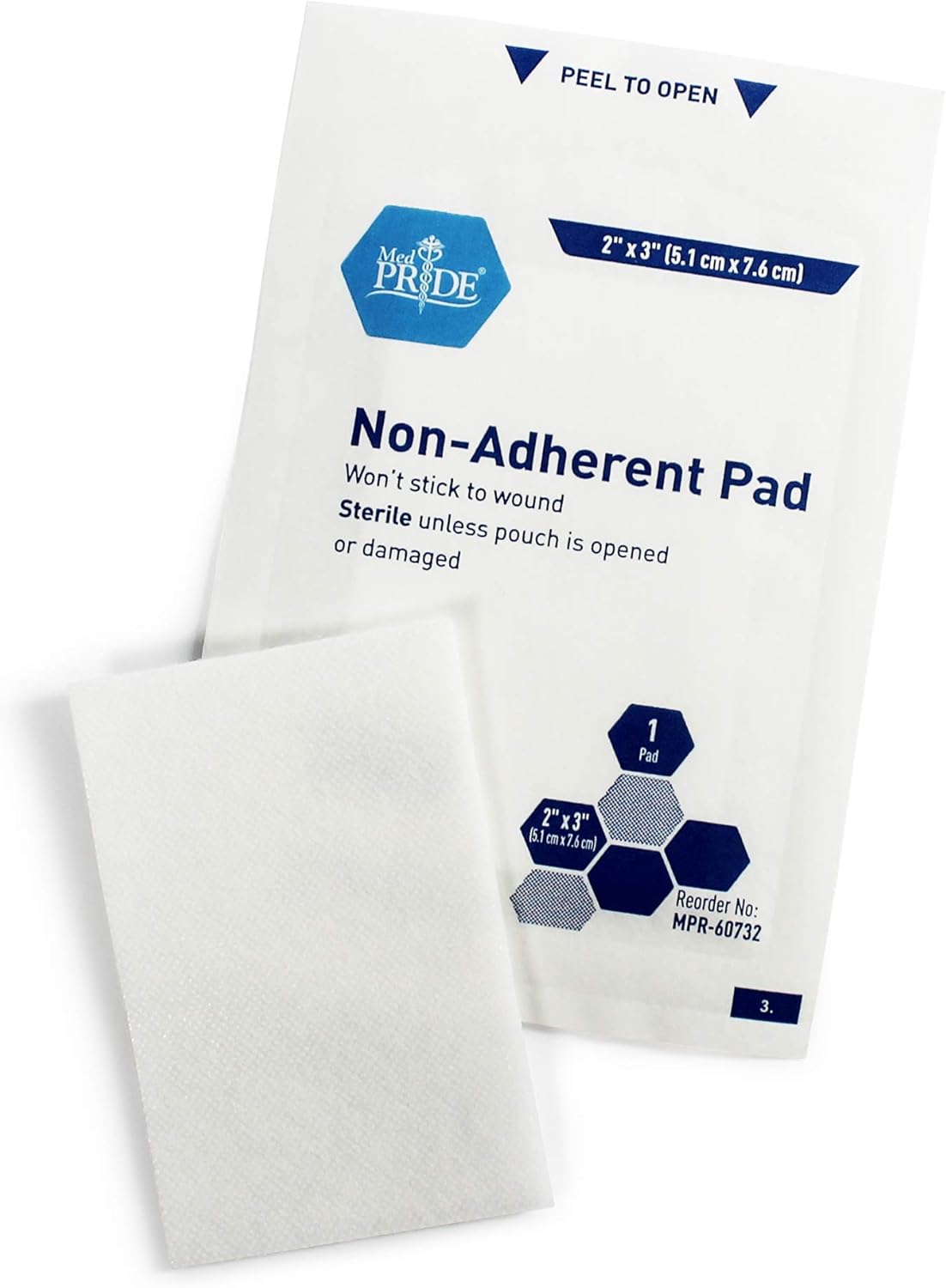 Medpride Sterile Non-Adherent Pads| 100-Pack, 2” x 3”| Non-Adhesive Wound Dressing| Highly Absorbent & Non-Stick, Painless Removal-Switch| Individually Wrapped for Extra Protection: Health & Personal Care
