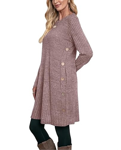 OFEEFAN Long Sleeve Dress Sweater Dresses Coffee Maternity Sweater Dress  with Pockets XL in Kenya | Whizz Casual
