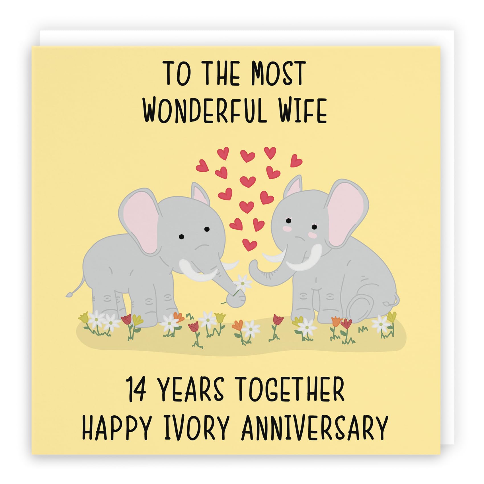 Hunts England - Wife 14th Anniversary Card - To The Most Wonderful Wife - 14 Years Together - Happy Ivory Anniversary - Iconic Collection — image 1