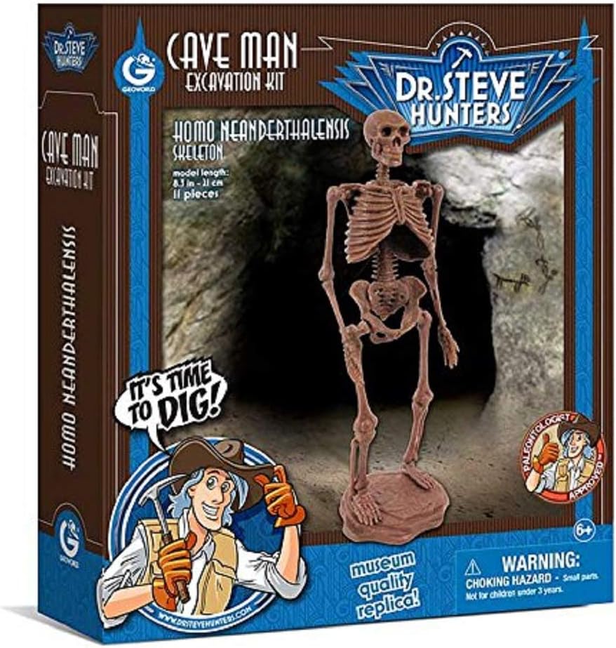 Geoworld 625284 Dr Steve Hunters Dino Digging Set Caveman Skeleton Age 6+ Size 21 cm