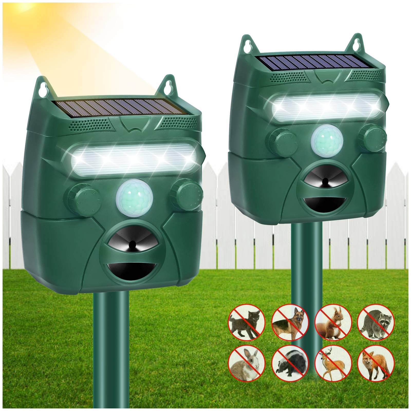 Photo 1 of Solar Ultrasonic Animal Repellent 2024 Newest Cat Deterrent Outdoor with Motion Sensor to Scare Away Cat Deer Squirrel Dog Skunk Rabbit Raccoon, Deer Repellent Devices Skunk Repellent for Yard (2)