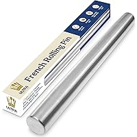 Dishwasher-Safe Professional Tapered French Rolling Pin for Baking - 15.75" Smooth Stainless Steel Metal has Tapered…
