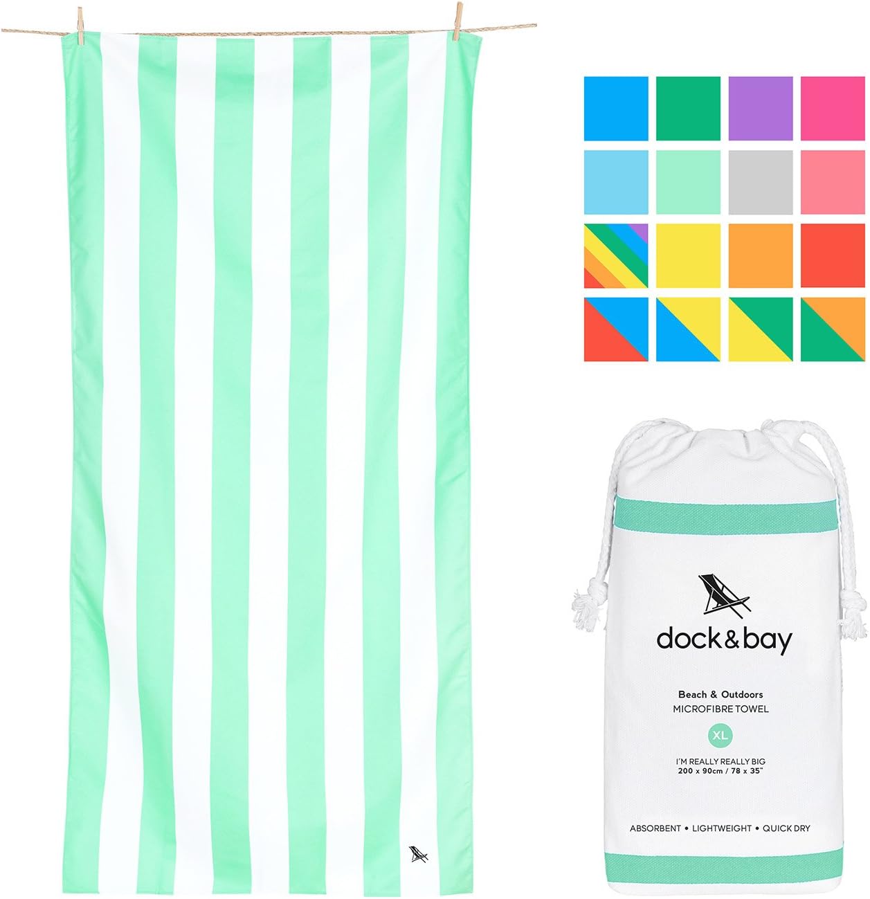 Dock & Bay Sand Proof Beach Towels Portable Light Green, Extra Large