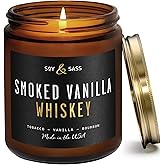 Smoked Vanilla Whiskey Candle - Scented Black Candles for Men or Women - Bourbon, Tobacco & Caramel Soy Wax Mens Candle - Infused w/Essential Oils | Long 50Hr Burn,9oz I Non Toxic I Made in USA