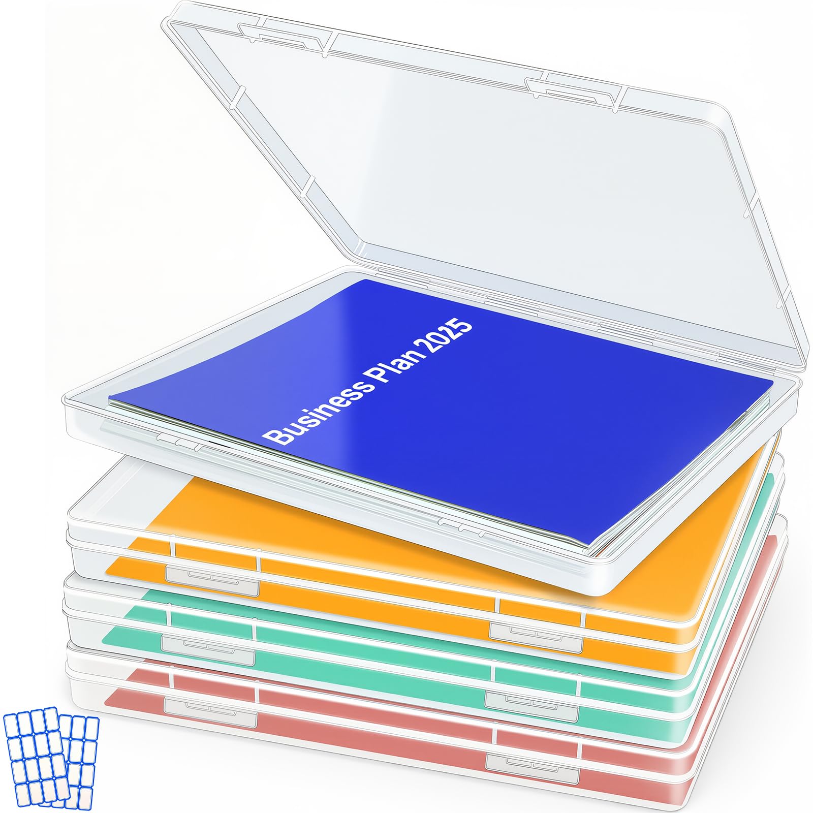 DUOFIRE Clear A4 File Box Portable Project Case Document Storage Organizer Magazine Holder 4 Pack