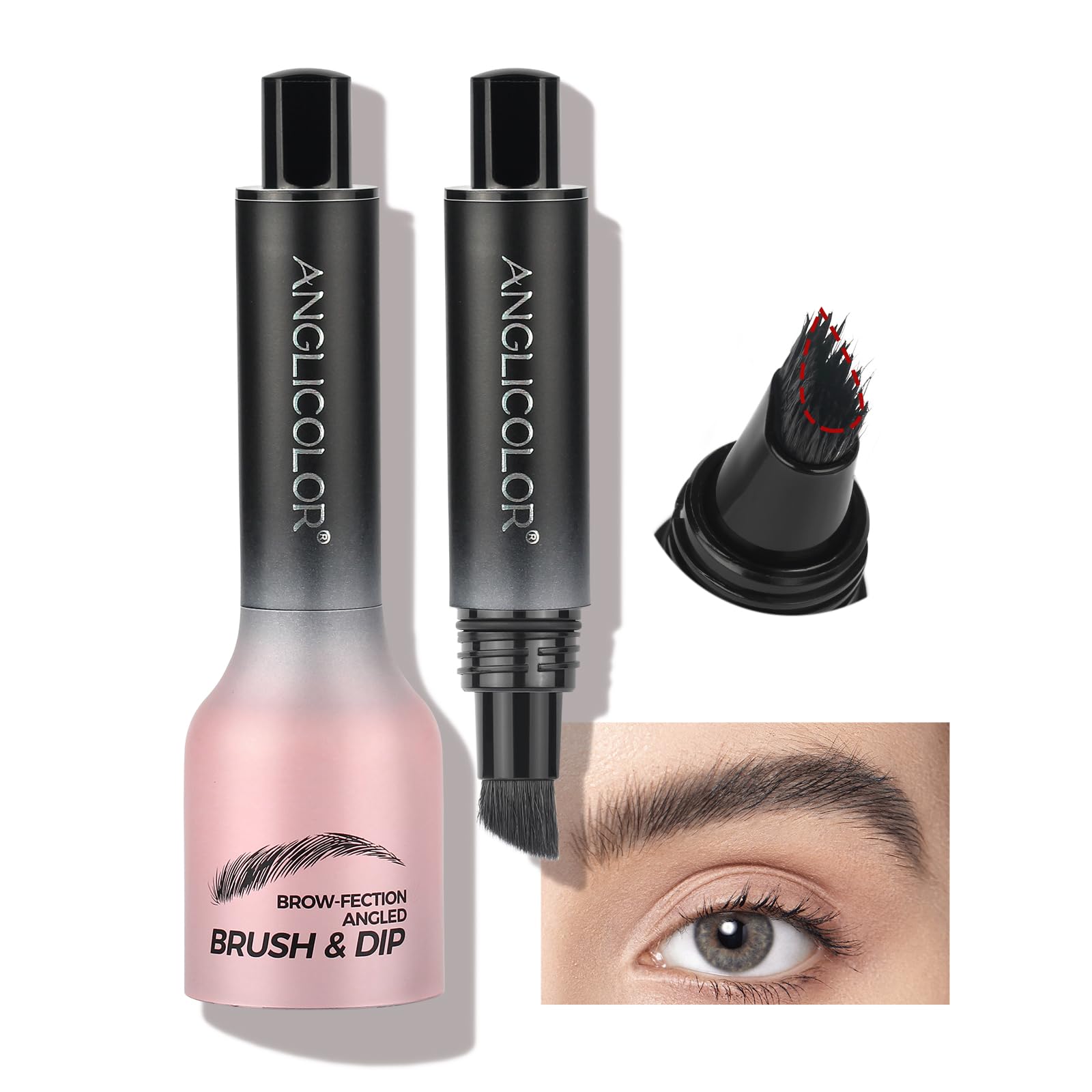 Anglicolor Brow Fection Angled Brush,Microblading Eyebrow Pen,Natural Brows Eyebrow Pencil,Easy To Color,Long Lasting,Quick Drying,Natural Shaping Outlining Filling Eyebrow Makeup (06#Gray Black)