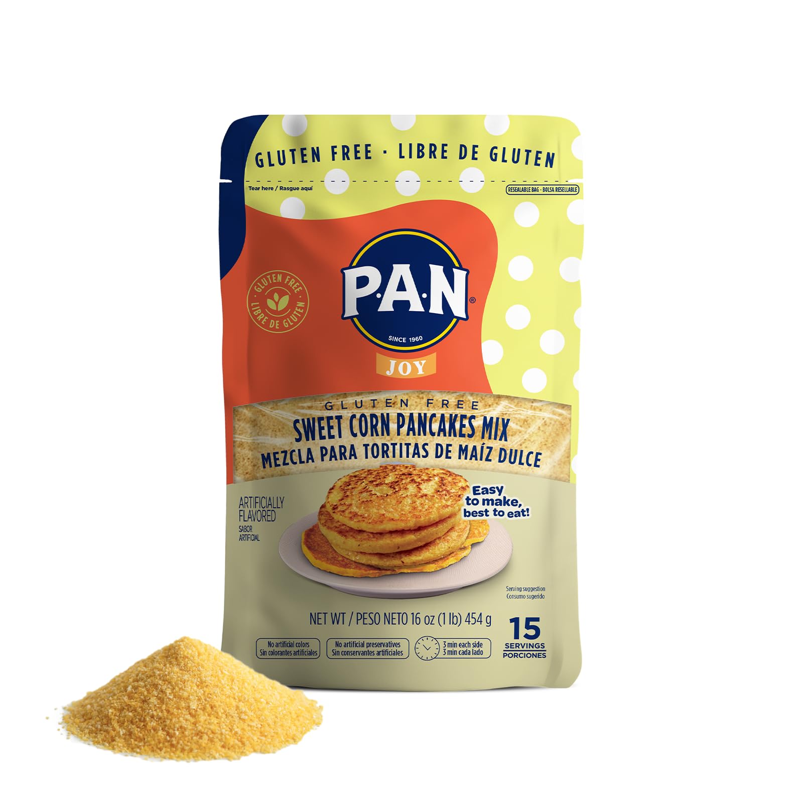 Photo 1 of **BB 8/16/25**P.A.N Sweet Corn Pancakes Mix – Gluten Free Easy to Prepare 1 lb (Pack of 6)