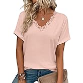 JUSTFASHIONNOW Womens Summer Tops Short Rolled Sleeve V Neck Tshirts 2026 Casual Dressy Business Work Blouses