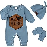ZOELNIC Newborn Romper Baby Boy Cotton Jumpsuit New Baby Hat Gloves Romper Coming Home Clothes Outfits