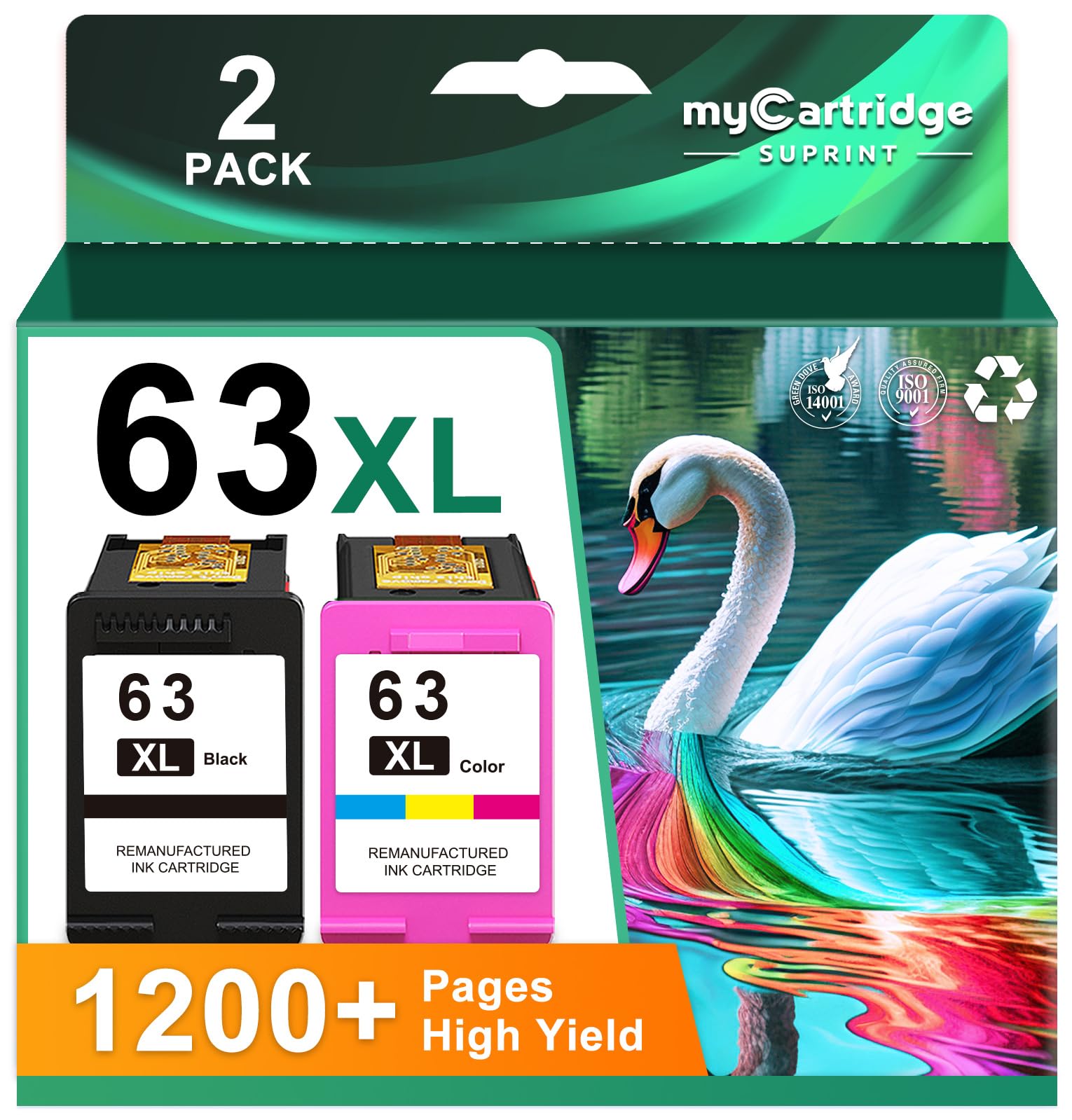 Photo 1 of 63XL Ink Cartridges Black and Color for HP Ink 63 Replacement for HP 63XL Ink Cartridge Combo Pack Works for HP OfficeJet 3830 4650 5255 5258 5200 4655 4512 Deskjet 1112 3630 Printer 2-Pack 63 Ink