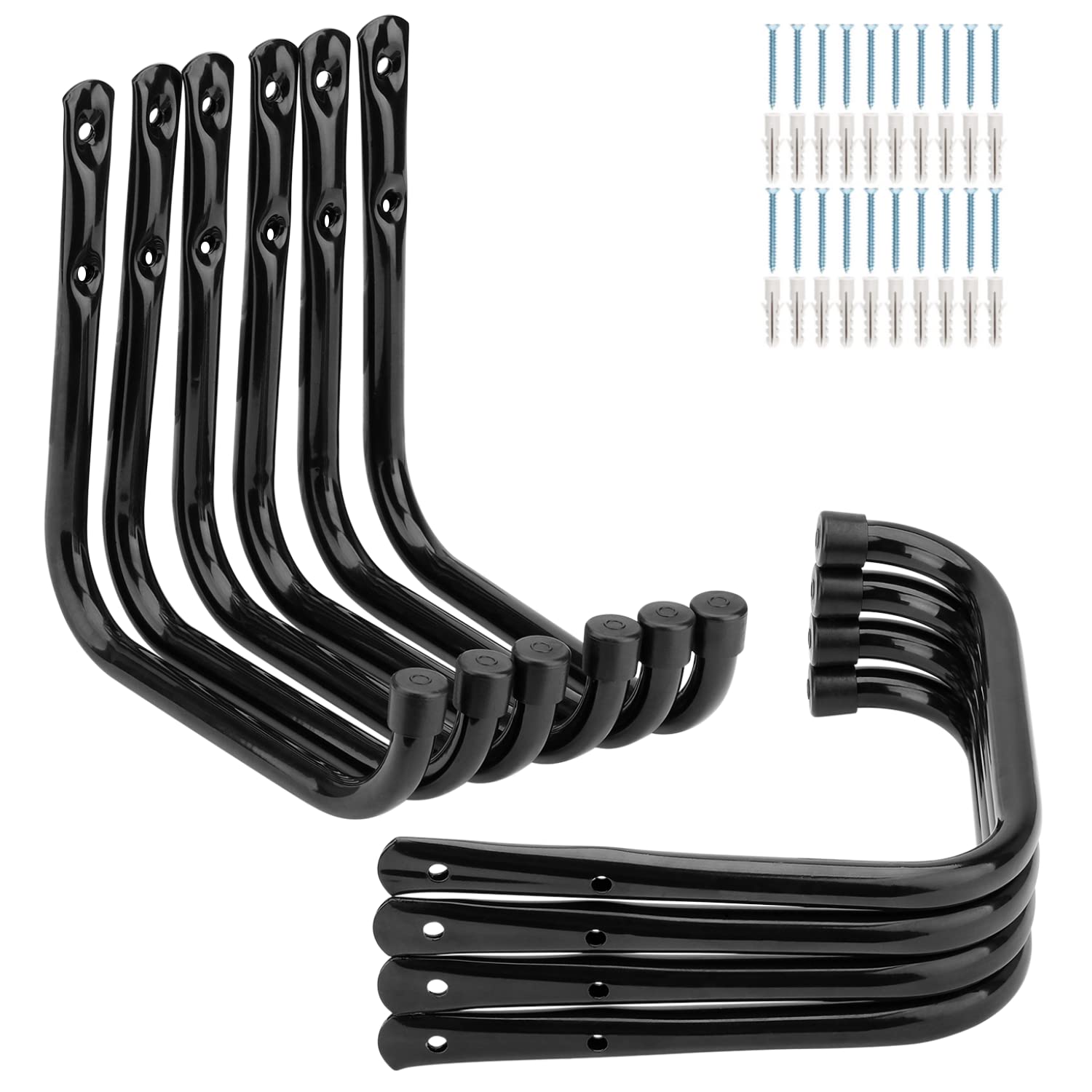 PiPaFox Garage Storage Hooks, 10 Pack Heavy Duty Ladder Hooks, 17cm Wall Mount Tool Hanger for Garden Hose, Folding Chair and Bike