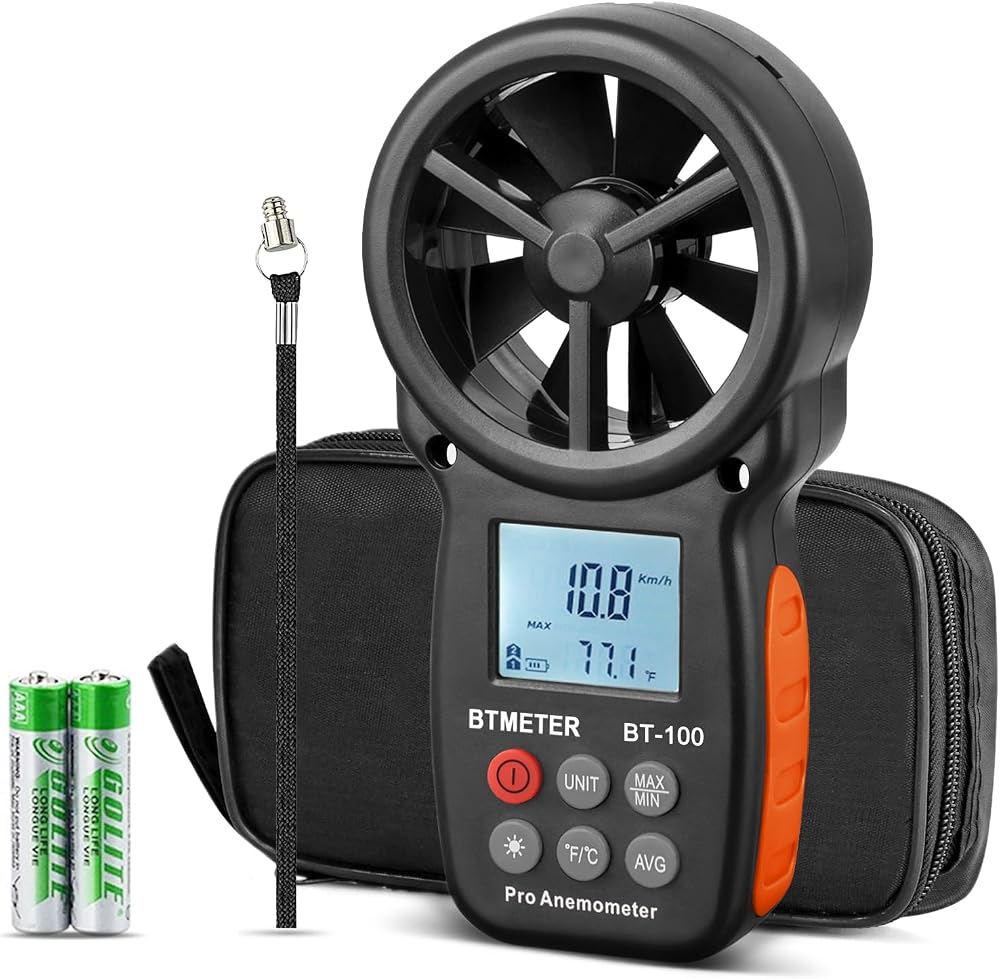 BTMETER BT-100 Digital Anemometer Wind Speed Temp Gauge