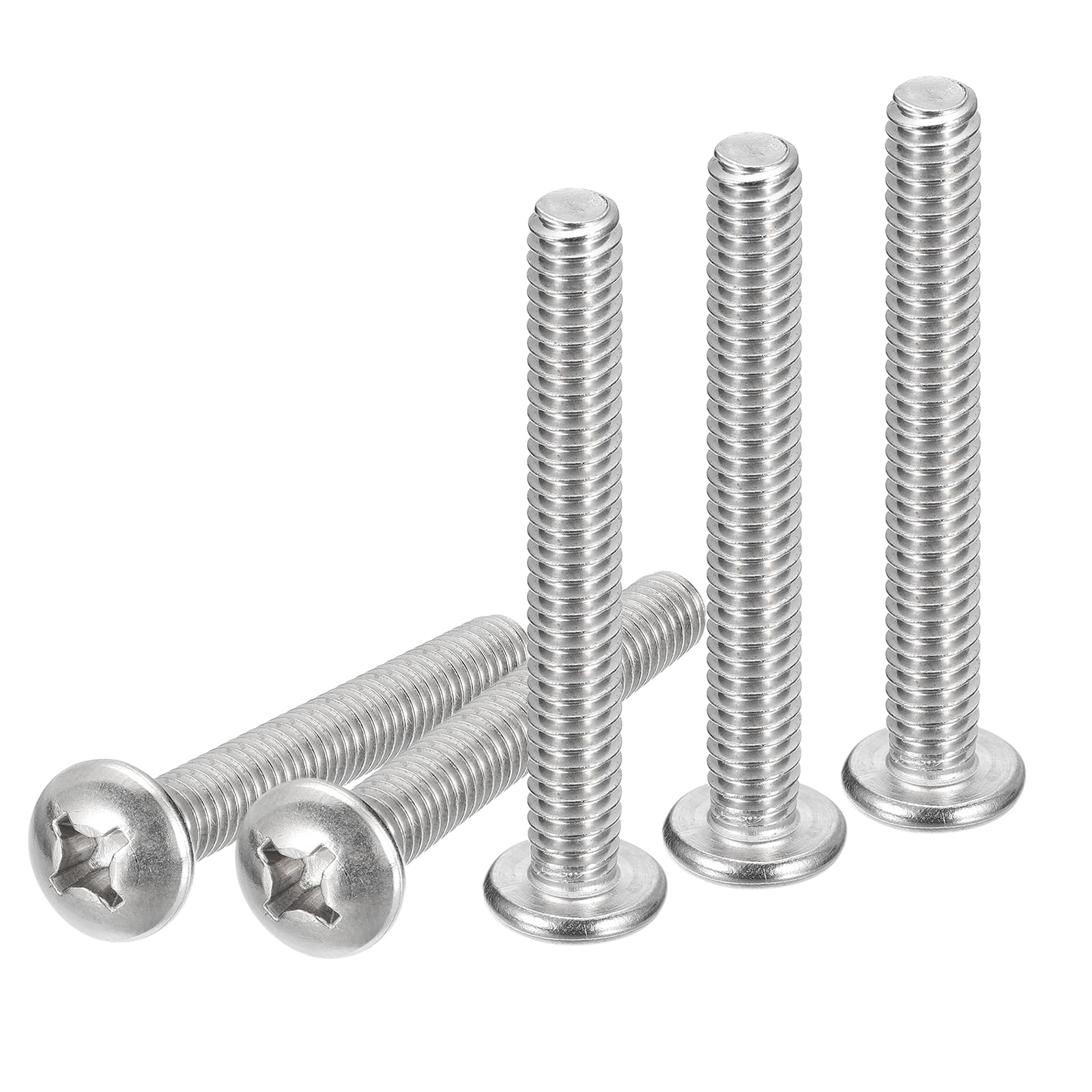 DTGN 1/4-20x2" Pan Head Machine Screws, 10Pcs 304 Stainless Steel, Phillips Drive, UNC Full Thread, Bright Finish, Screws Bolts Kit