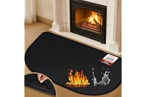 TOHONFOO Fireplace Mat, 2' x 3'6'' x 0.06'' Fireplace Rugs Fire Resistant, Fiberglass and Non-Slip Bottom Hearth Rugs for Fireplaces Fire Resistant, Hearth Pads for Wood Stove Fireplace Indoor Outdoor, Black