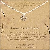 Cream By Val Tiny Pretzel Friend Forever Necklace – Sterling Silver 18'' Chain Length – Cute Minimalist Gift for Best Friend, Sister, Daughter – Dainty Jewelry with Message Card