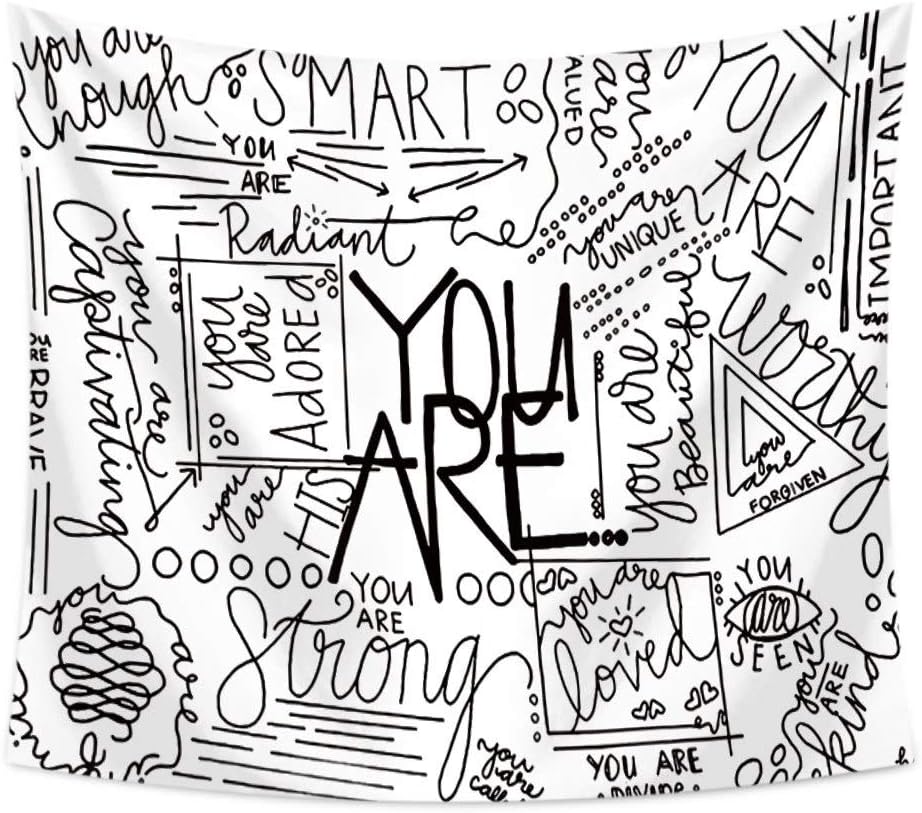 You are Wall Art Hanging Tapestry, Positive Words Affirmations Living Room Office Tapestry, Bedroom Dorm Headboard Tapestry Home Decor (150200cm/5879inches)