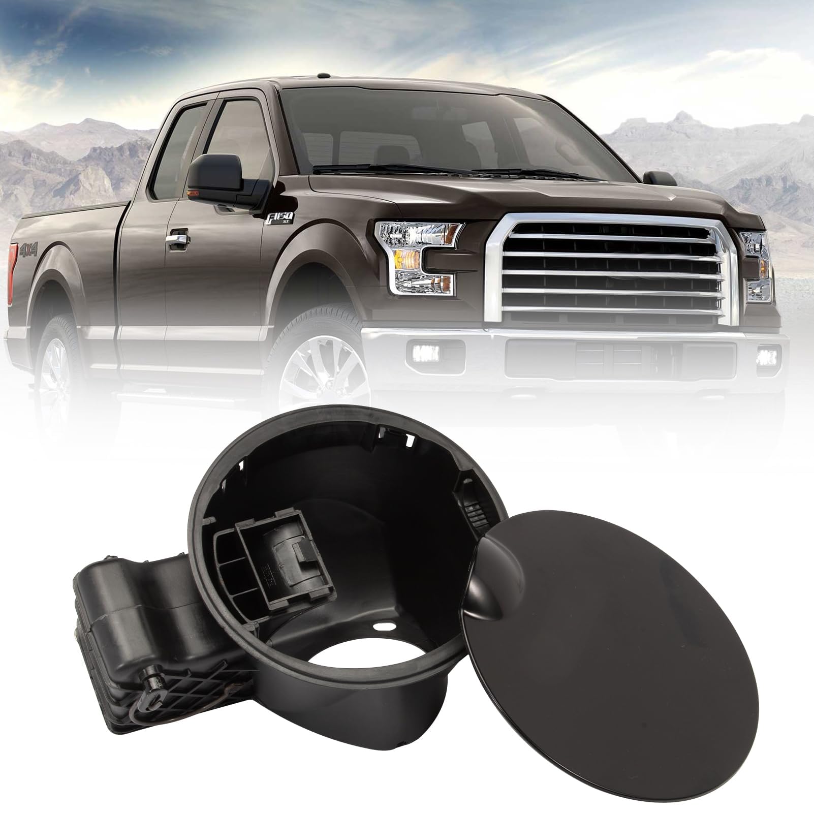 Photo 1 of Fuel Filler Gas Cap Door Lid Housing & Door Cap kit Fits For 2004-2008 F150, 2006-2008 Lincoln Mark LT, Gas Tank Cap Door Hinge, Replaces#4L3Z-9927936-BA, 924-801, 4L3Z9927936BA, 9248011055267657
