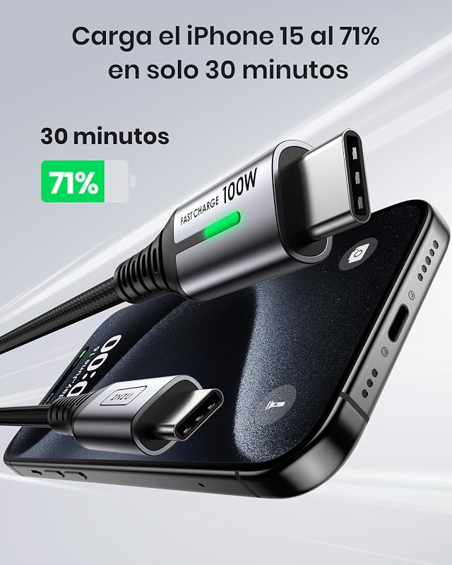 Cable USB C a USB C 100W, 2m Cable USB C PD QC Carga Rapida Cargador