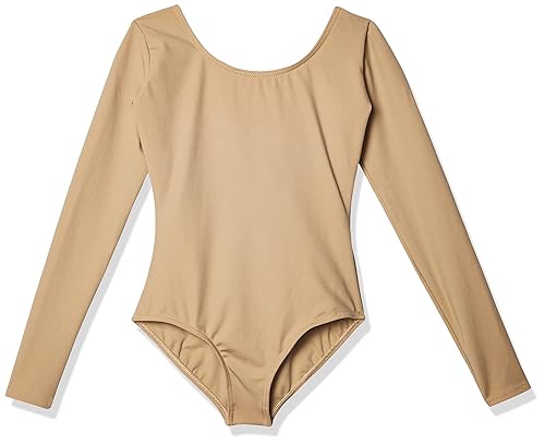 Capezio Girls' Little Team Basic Long Sleeve Leotard, Nude, Intermediate