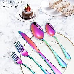 Rainbow Spoons,Soup Spoons,Set of 16 Top Food Grade