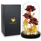 Valentine's Day Gifts for her, Eternal Rose in Glass Dome - Beauty and The Beast Inspired Keepsake, Gifts for Mom/Wife/Grandma, Preserved Roses with LED Light for Birthday/Anniversary