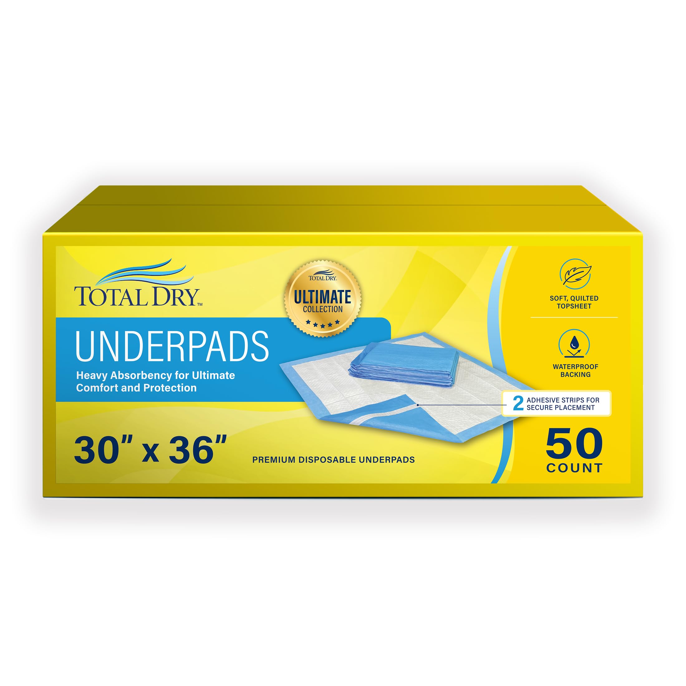 Photo 1 of Total Dry XXXL 30"x36" 50 Count Incontinence Bed Pads Ultra Absorbent Heavy Duty & Waterproof Chucks Disposable for Adults, Children & Pets Ultimate Surface Protection FSA/HSA Eligible