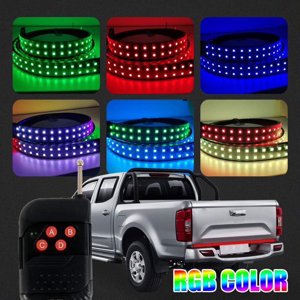 GoodRun 48" Triple LED Tailgate Light Bar w/Sequential Amber Turn Signal White Reverse Lights Parking, Brake, Weatherproof No Drill Install for Pickup, RV, SUV, Boats Truck Tailgate (PK-02): Automotive