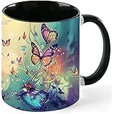 Butterfly Coffee Mug for Women Men Ceramic Mug 11OZ Cup Suitable for Microwave Ovens Homes Offices