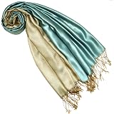 Pashmina Femme 100% Soie Lorenzo Cana - Jacquard Tissé Motif Cachemire, 70x190 Cm, Bleu Clair Et Rose - Foulard De Luxe élégant