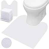 Drydiet 25 Pieces Disposable Toilet Mats 24 x 24 Inches Toilet Floor Protector from Urine Absorbent Non-Slip White Mat Base U Shaped Potty Cover Conceal Stains for Children Adult