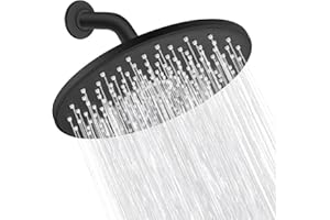 Rain Shower Head VMASSTONE 9In High Pressure Showerhead - Tool Free Installation- with Large Spray Surfaces and 200 Nozzles for Delicate and Unstimulate Shower Experience (EM-001 Matte Black/Black)