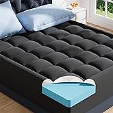 ELEMUSE 3 Inch Dual Layer Memory Foam Mattress Topper King, 2 Inch Cooling Gel Memory Foam Plus 1 Inch Down Alternative Pillowtop Mattress Pad with Cooling Cover,Black