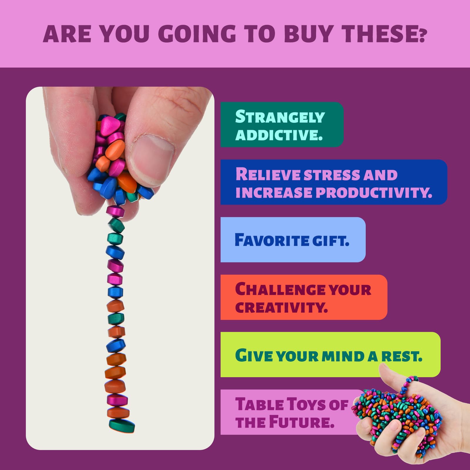 LCVUUK Fidget Toys Adults,Sensory Stones for Stress Relief,300+Multicolour Smooth Ferrite Rocks, Desk Fidgets Toy,Adults Gifts, Holiday Stocking Stuffer