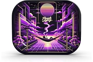 PURPLE LEGACY Premium Metal Rolling Tray Large 18 cm x 14 cm with Rounded Edges and for Storing Accessories in Egyptian Cyberpunk Style (Chill1)
