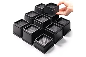 Sunifier 4 Pack Bed Risers Heavy Duty Adjustable 1-6 inch, Stackable Furniture Risers Up to 5000 LBs, Table Couch Sofa Lifts Risers for Frame Legs (Black,1-6 inch)