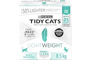 Tidy Cats Cat Litter, Lightweight Free & Clean Unscented Multi-Cat - 8.5 kg Box (1 Pack)