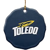GRAPHICS & MORE University of Toledo Rockets Logo Porcelain Scalloped Holiday Christmas Tree Ornament - 2.8" (7.1 cm)