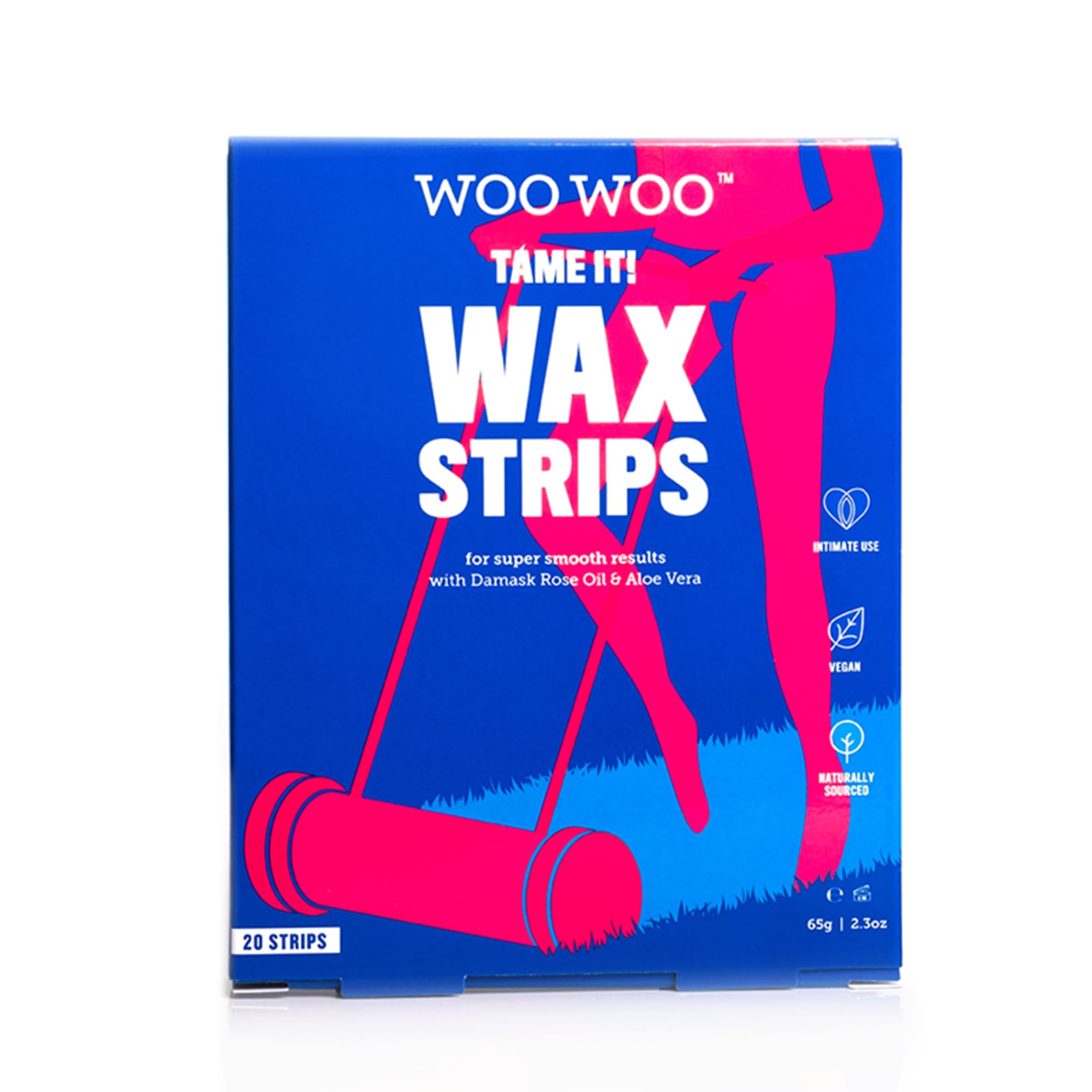 WooWoo Tame It! Wax Strips - Pack of 20 Plus 2 Sachets of Cooling & Soothing Aloe Vera Cream - Intimate Bikini Line Hair Removal Waxing Kit For Women & Men