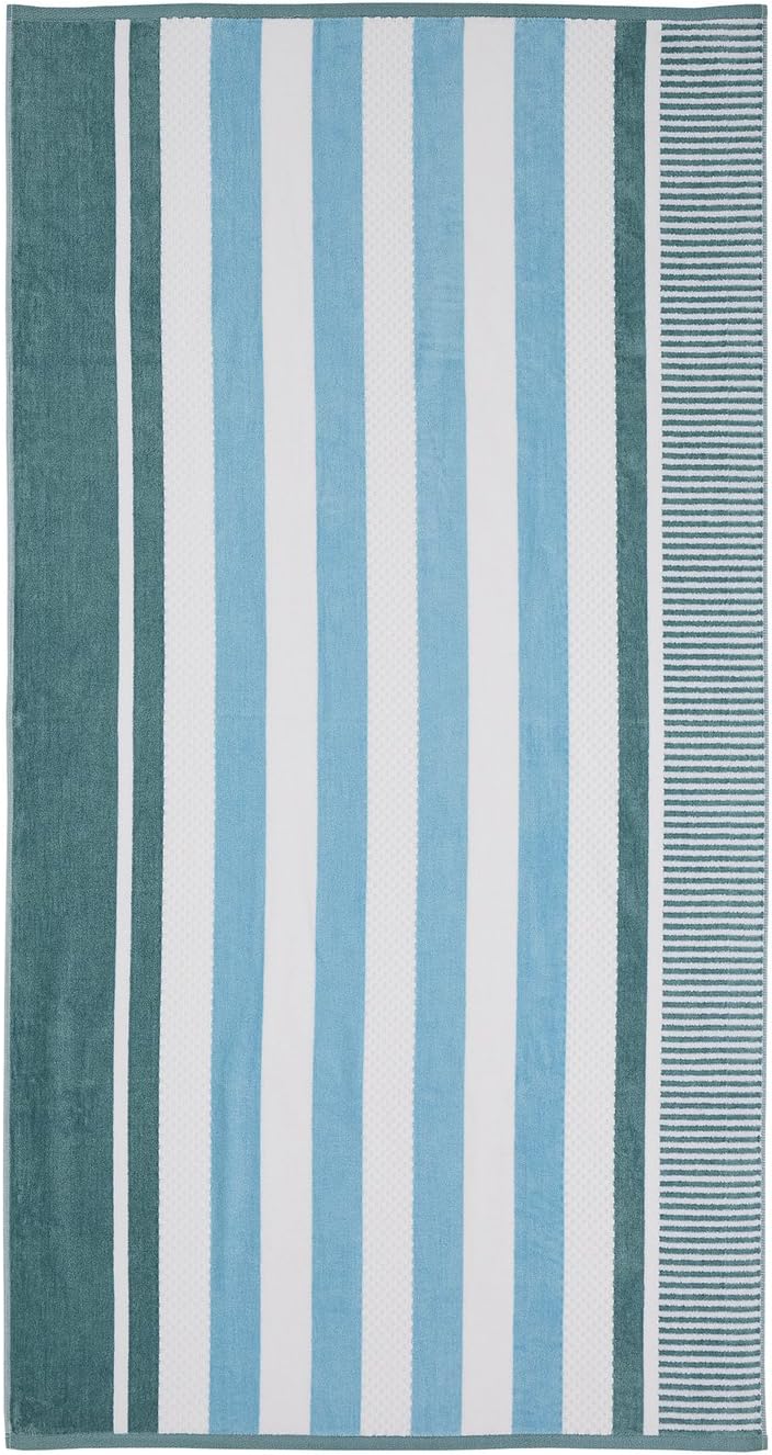 Superior Oversized 2-Piece Beach Towel Set - Quick Drying Cotton Beach Towels, Aqualis Striped Summer Towel for Beach, Pool and Jacuzzi; Swim Towel for Kids and Adults, 34" x 64" Aero Blue