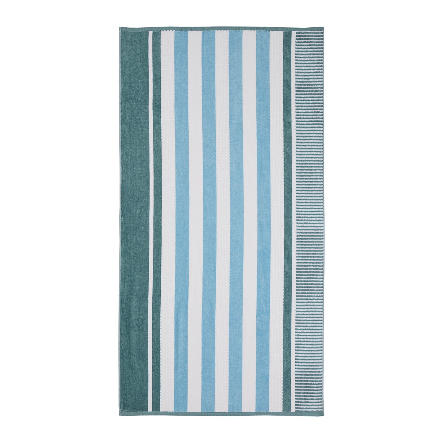 Superior Oversized 2-Piece Beach Towel Set - Quick Drying Cotton Beach Towels, Aqualis Striped Summer Towel for Beach, Pool and Jacuzzi; Swim Towel for Kids and Adults, 34" x 64" Aero Blue