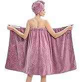 HJMJY Bath Wrap Towels for Women – Adjustable Spa Shower Wrap with Super Absorbent Microfiber, Quick-Dry Body & Hair Towel Set for Home, Hotel, Beach, Pool, Gym, Travel – Purple