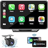 Capapro 7" HD Portable Carplay Wireless Touch Screen Double Din Car Stereo Compatible Apple Carplay and Android Auto with GPS Navigation, Voice Control, Mirror Link, Bluetooth