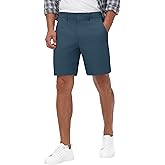 JWM Men's 7" 9" Classic-Fit Chino Shorts Stretchy Khaki Slacks Shorts Flat Front Comfy Casual Travel Golf Work Zipper Pocket