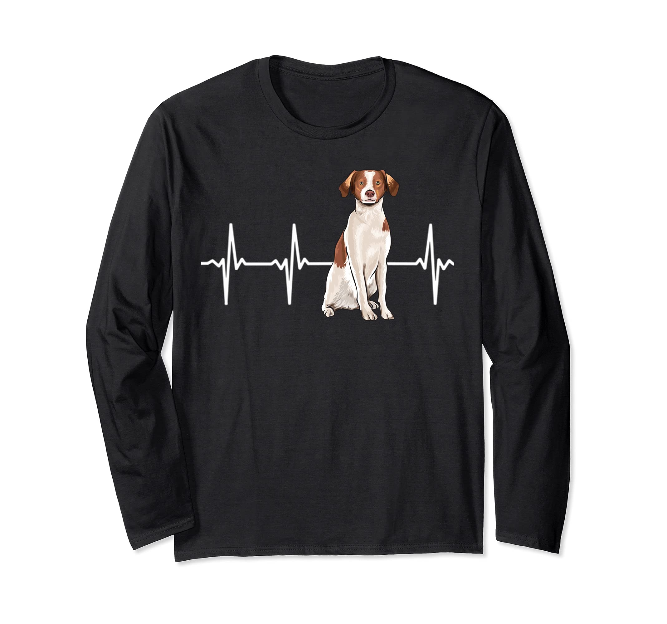 Brittany Heartbeat Dog Lover Long Sleeve T-Shirt