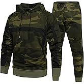 MANTORS Mens Camo Tracksuit Casual Hooded Track Suits Long Sleeve Hoodie and Sweatpant Jogging Sweatsuit